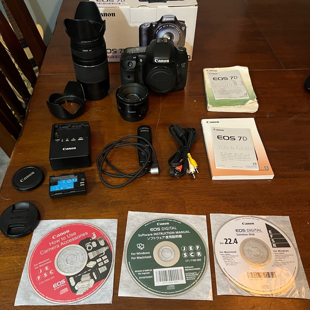 Canon EOS 7D DSLR Camera and 2 lenses plus accessories